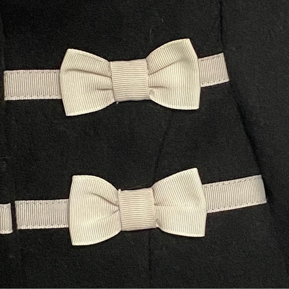 Janie and Jack Jacket Size 3 6 Months Black Winter Formal Dressy White Bows EUC